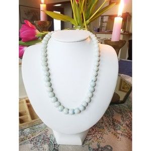 Teng Yue Tie Dye Marbled White with Blue Beaded Necklace